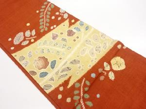 手織り紬絞り辻が花模様洒落袋帯